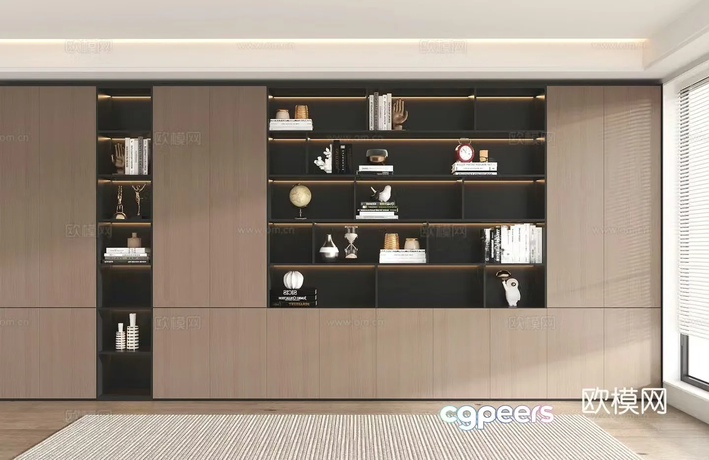 Office bookcase Study bookcase Books Jewelry ornaments Whole wall independent adult real 3D model