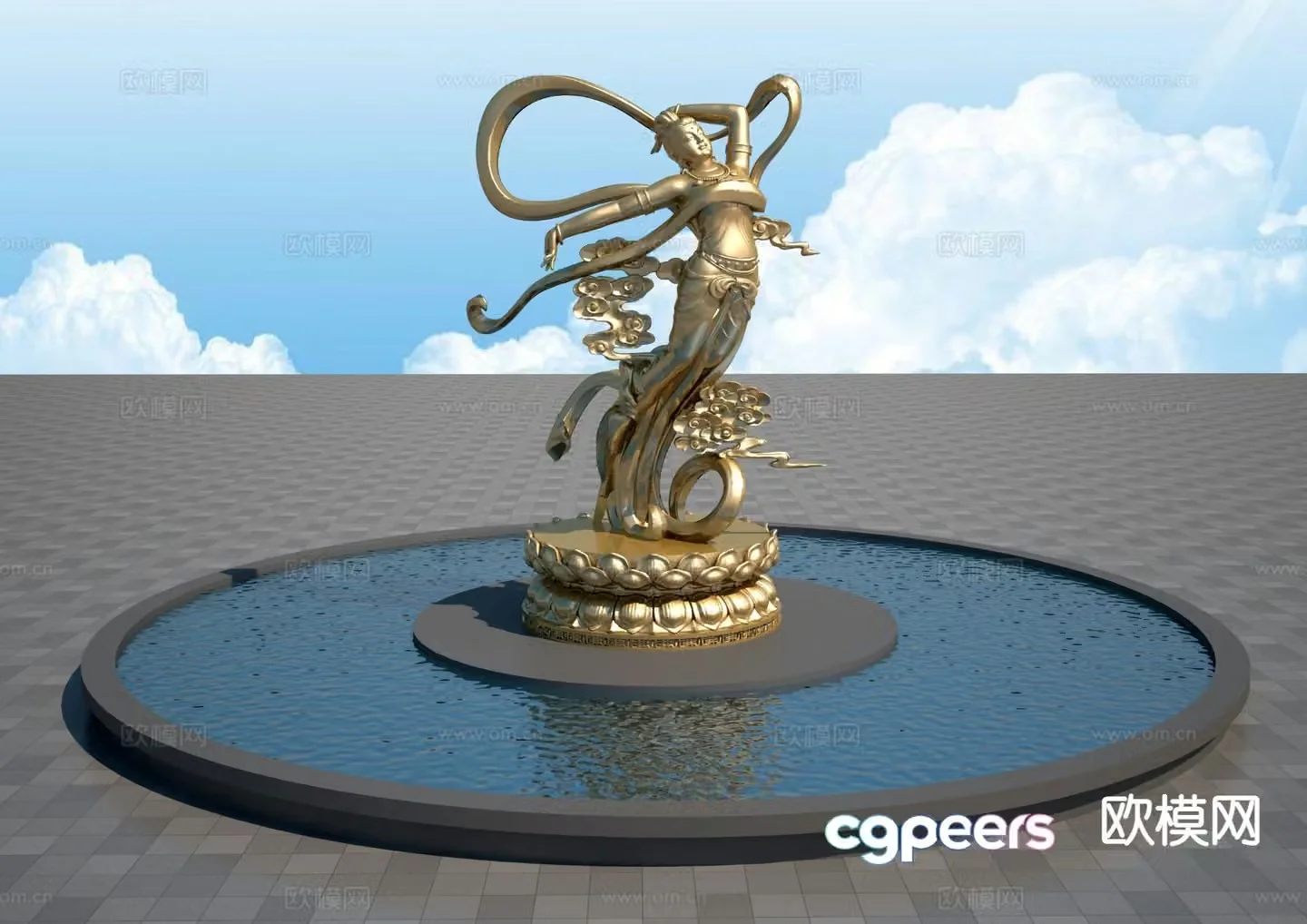 Dunhuang Feitian Sculpture Landscape Sculpture 3D Model