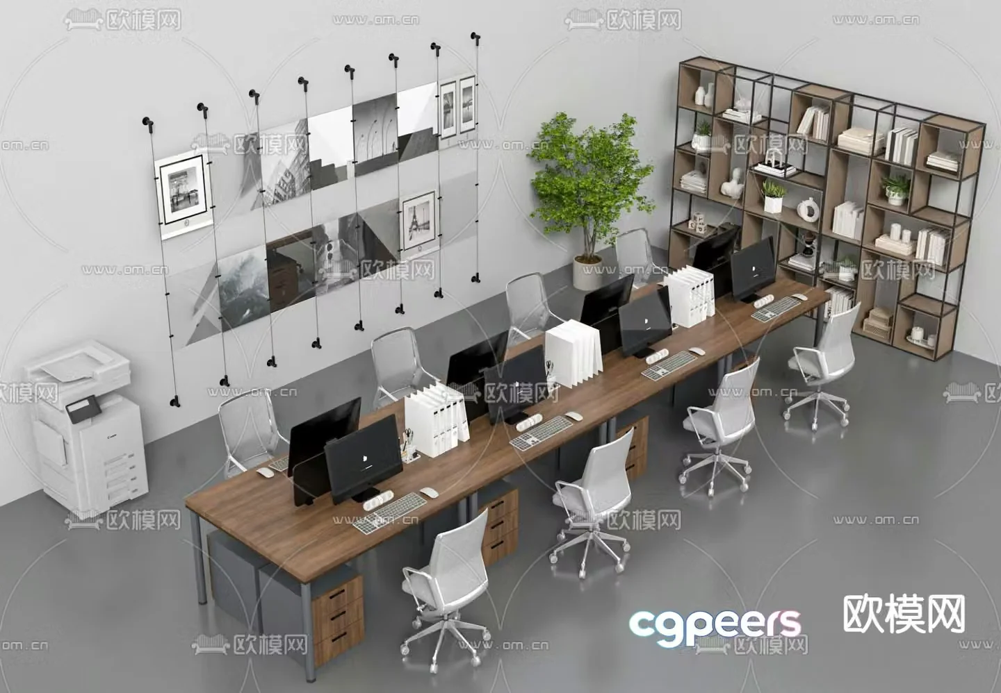 Card space desk work station file cabinet 3d model