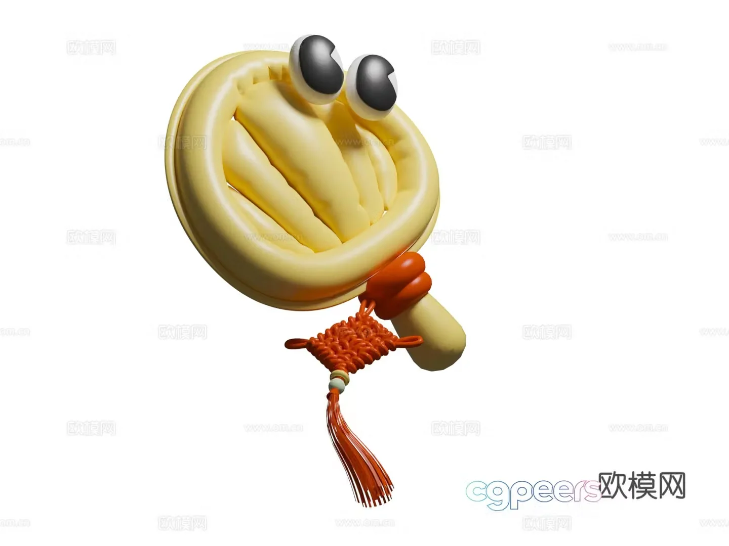 Cartoon fan inflated style cartoon palm fan 3d model