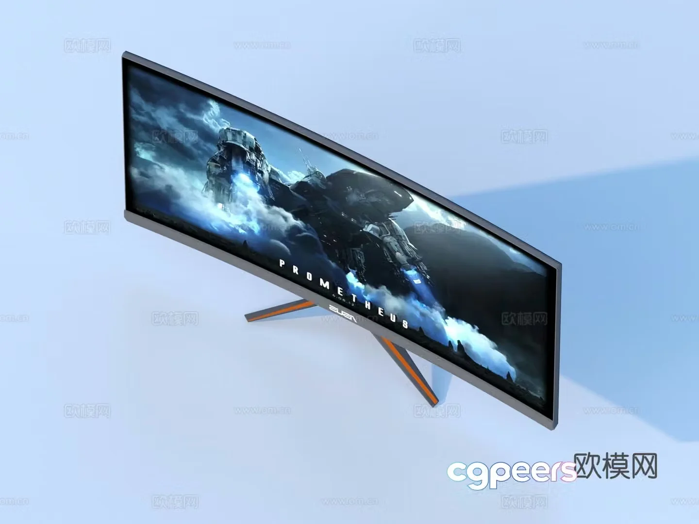 computer monitor display curved monitor 3d model