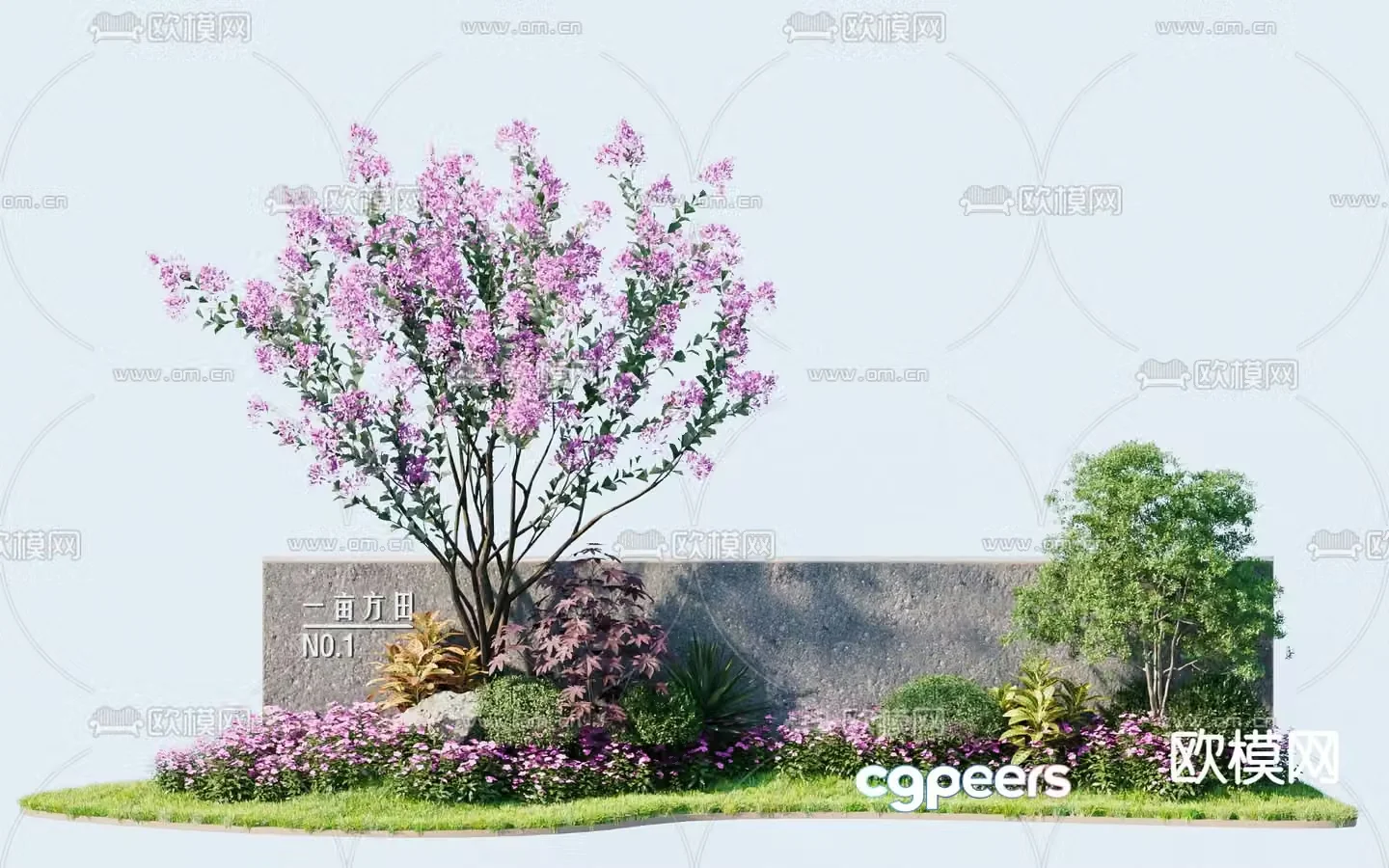Landscape sketch entrance wall plant pile 3D model