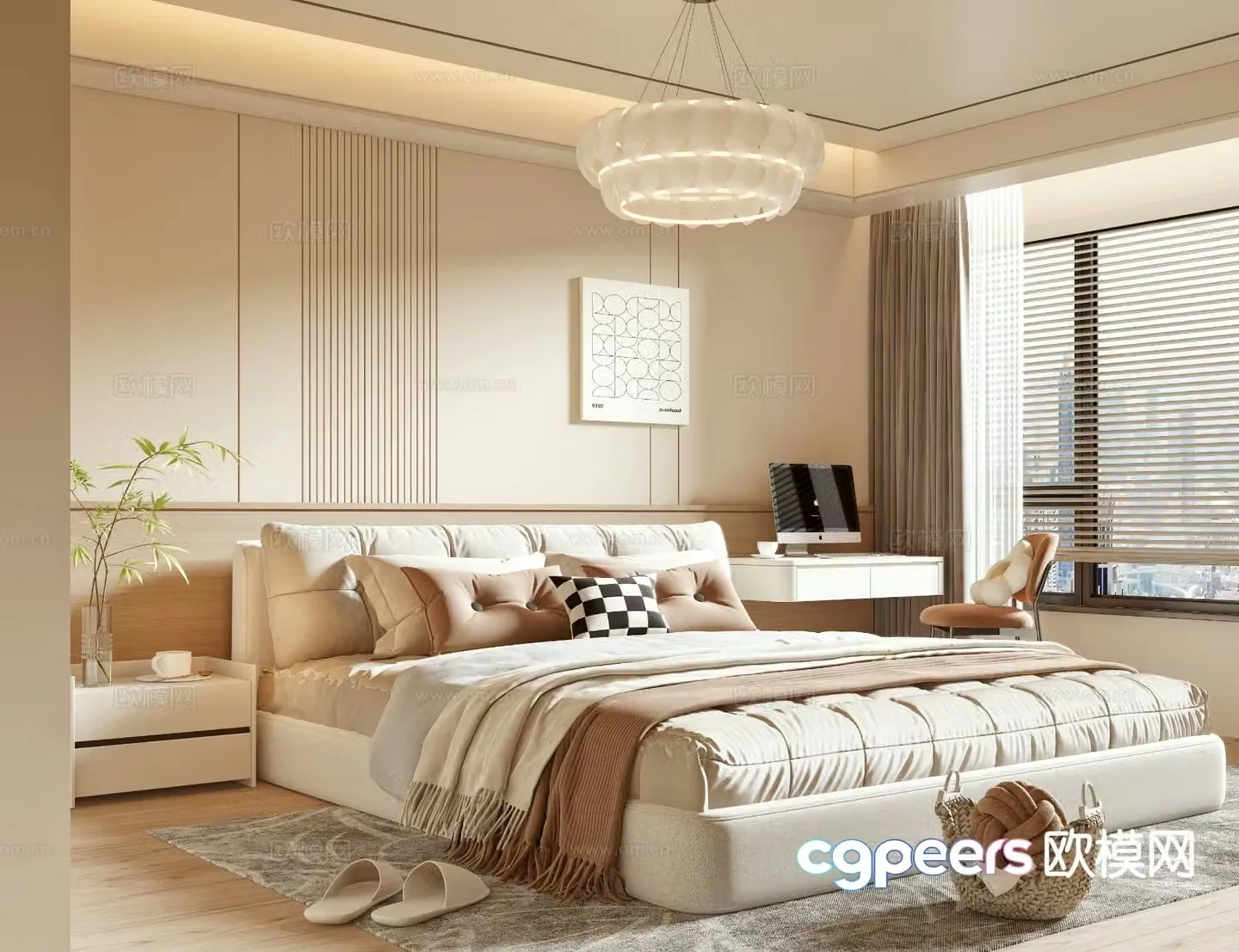 Cream style bedroom master bedroom 3d model