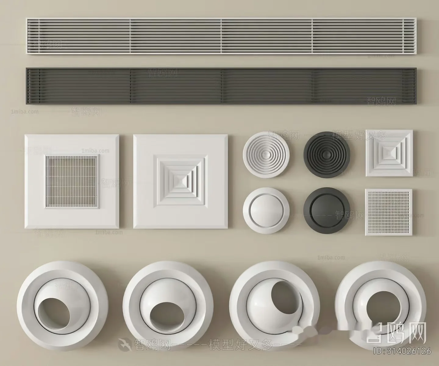 White Air Vents 3D Model – 16334 – VRAY Render