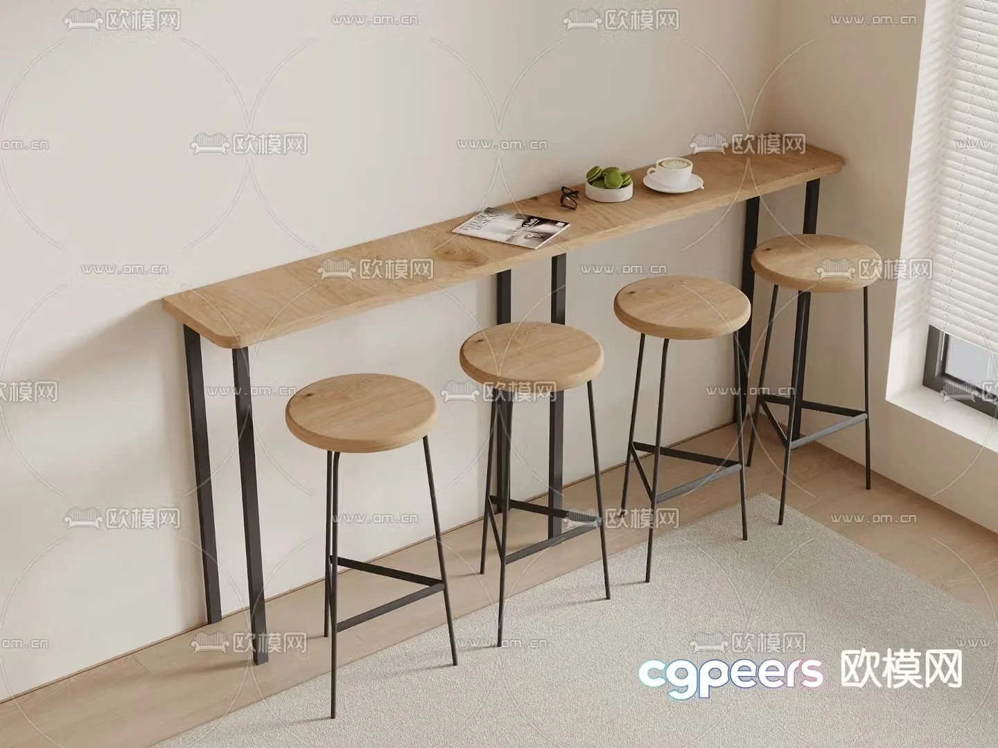 Bar counter bar chair 3d model