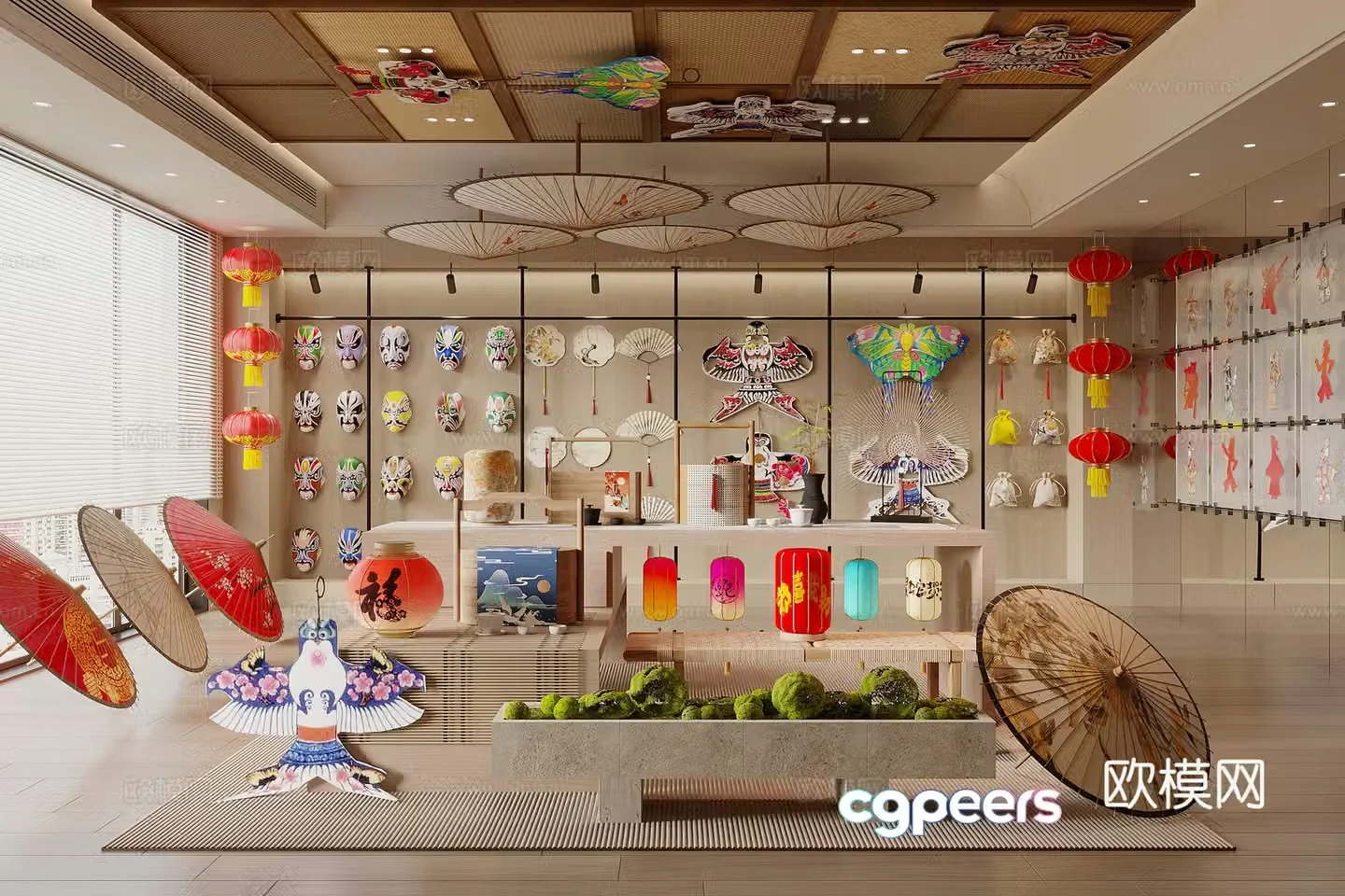 New Chinese-style intangible cultural heritage jewelry exhibition hall 3D model