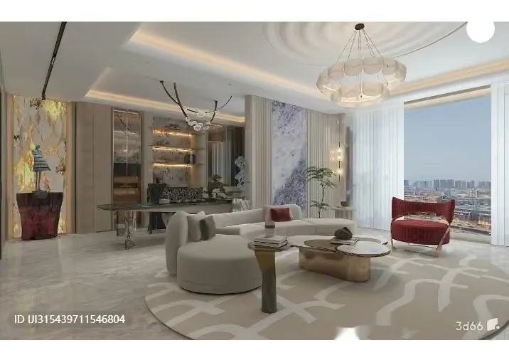 Modern Living Room 3D Model – 17387 – VRAY Render