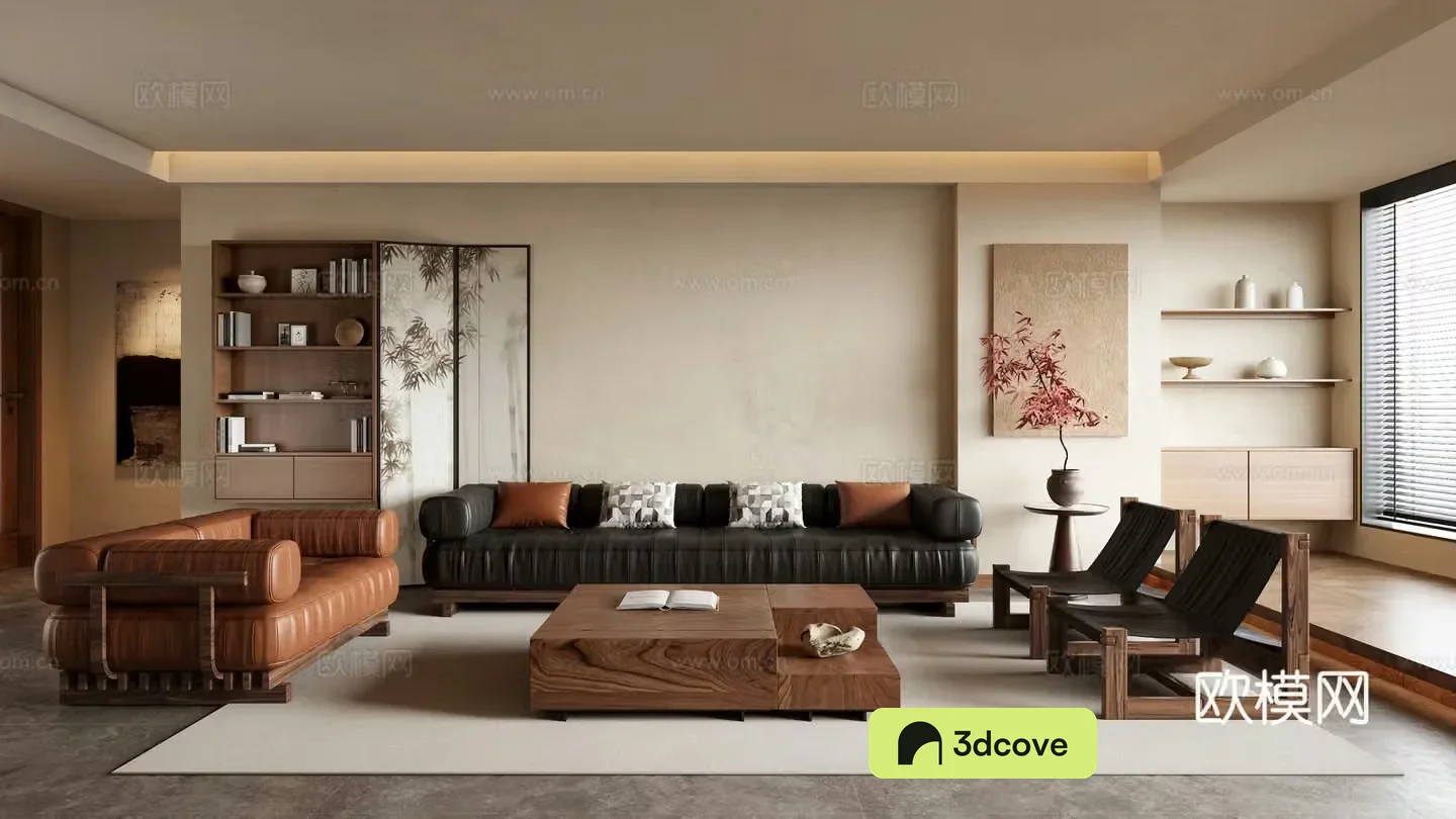 Middle-aged living room 3d model