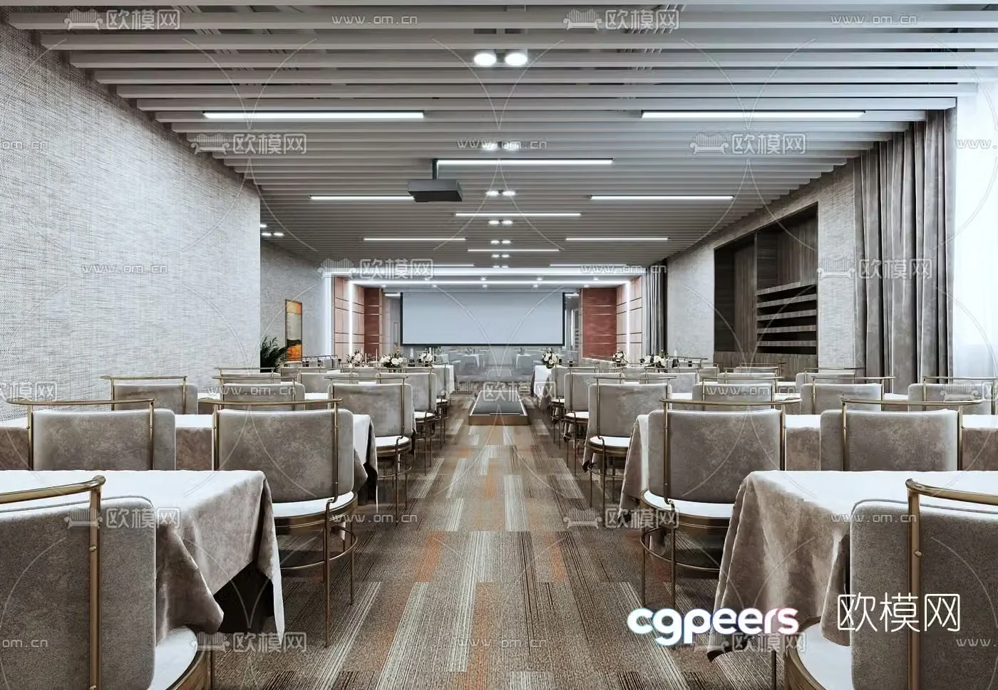 Modern light luxury hotel banquet hall 3D model