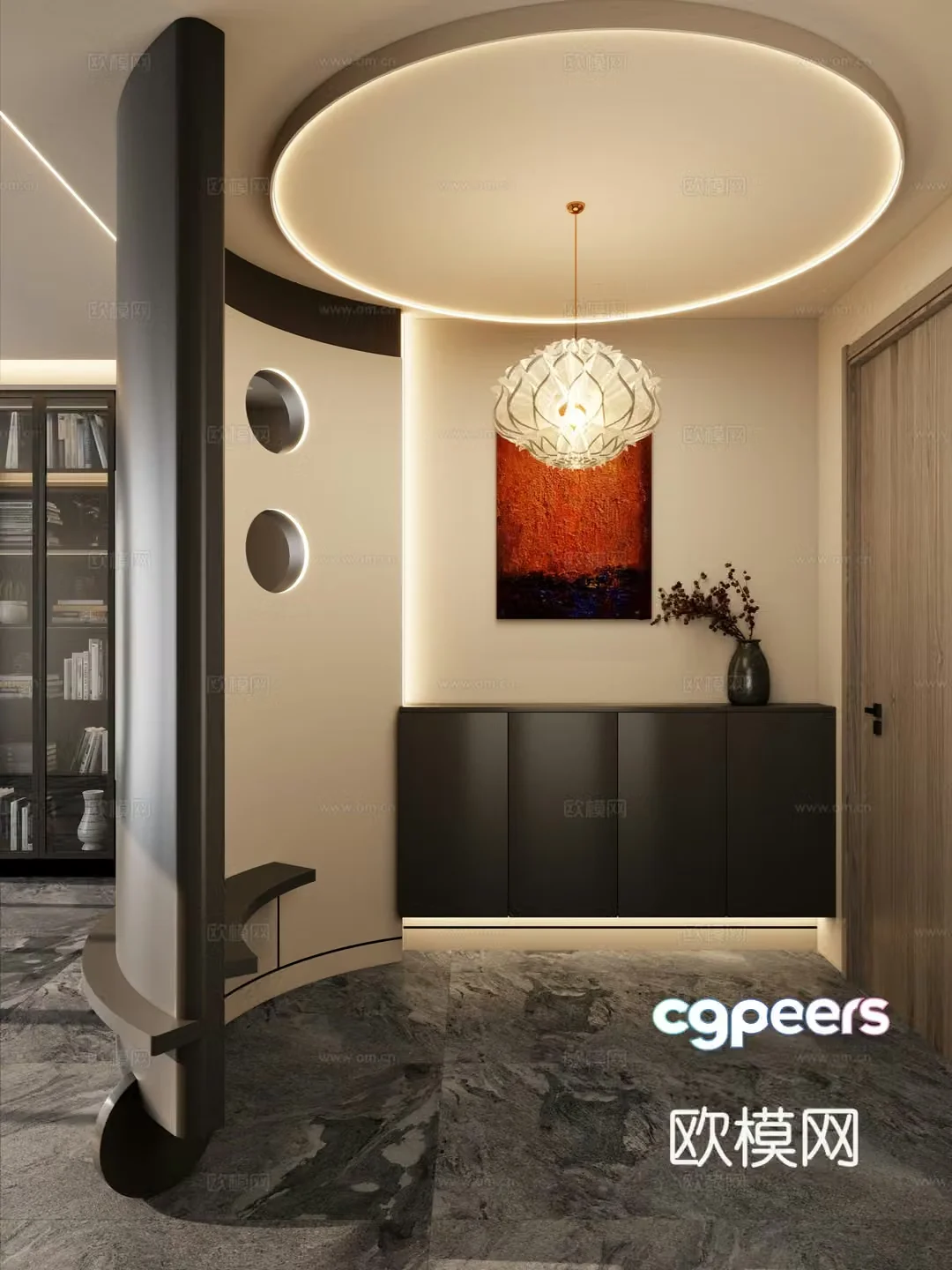Italian style light luxury style arc embrace type crystal chandeliers door partition 3d model