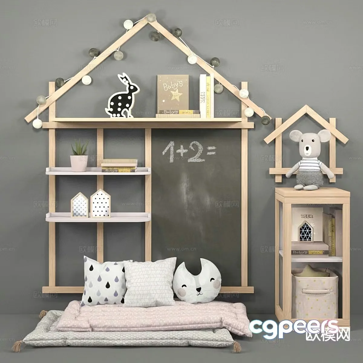 Nordic children’s bookcase locker 3d model