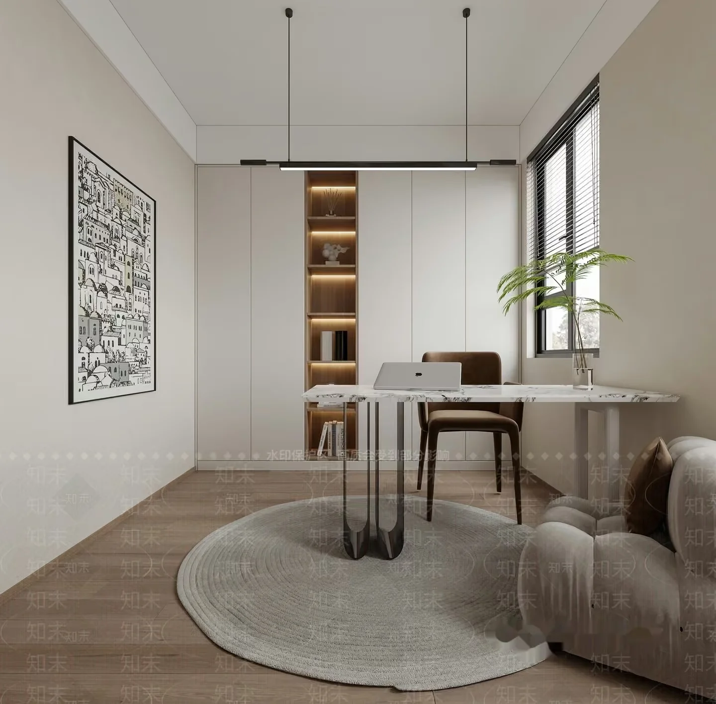 Modern Minimalist Office 3D Model – 13353 – VRAY Render