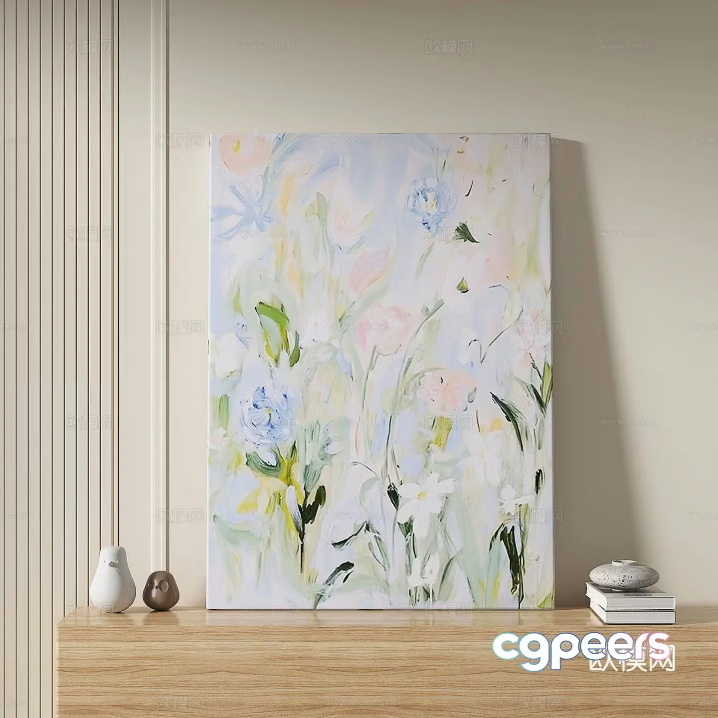 Modern minimalist abstract decorative painting 3d model