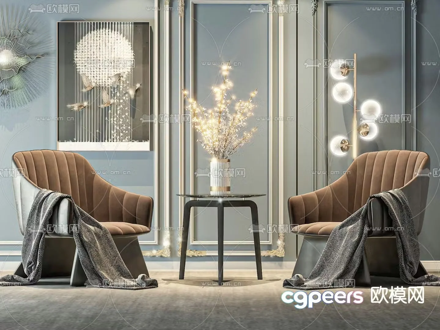 Modern sofa chair leisure chair table 3d model