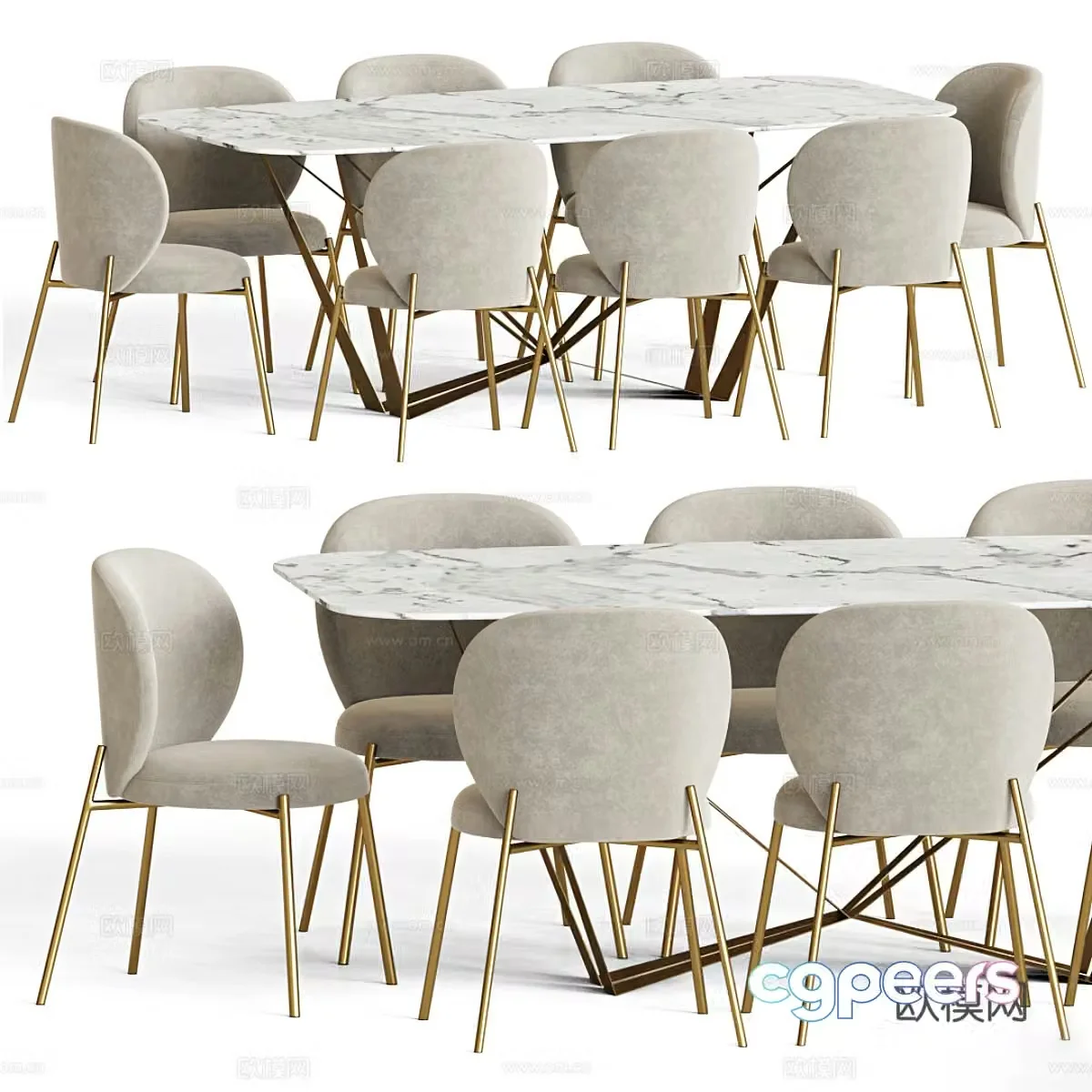 Modern dining table and chair 3d model