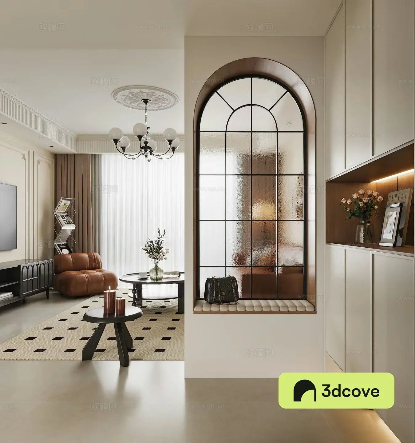 French foyer porch retro glass partition French foyer background foyer partition door shoe cabinet