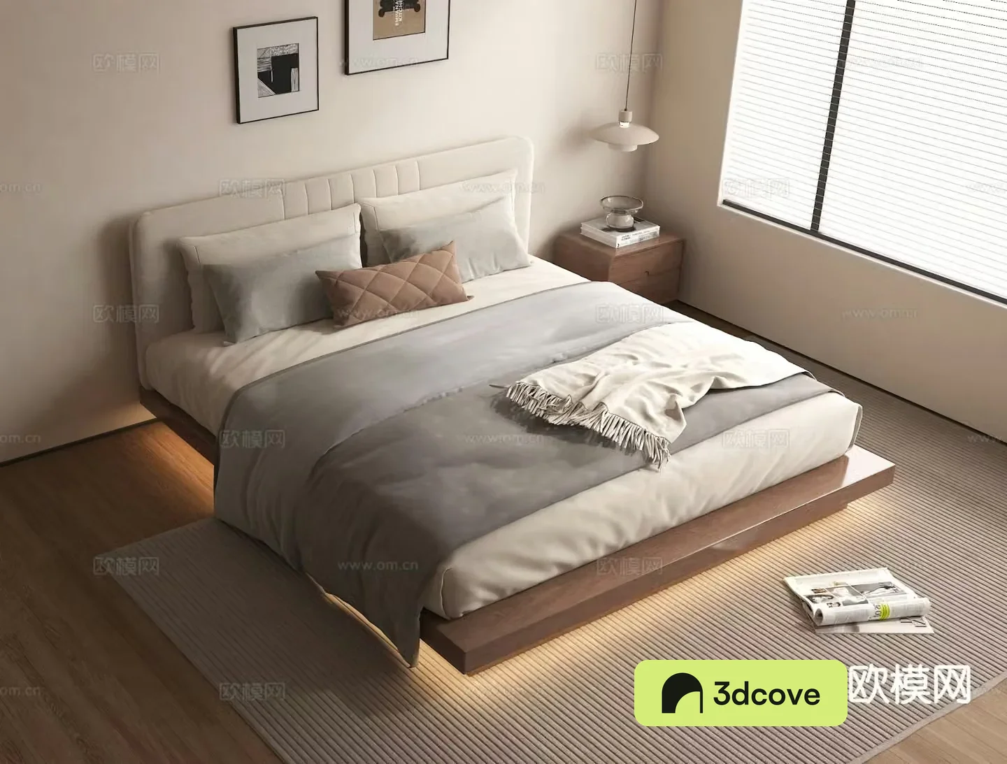 Modern double bed suspended bed