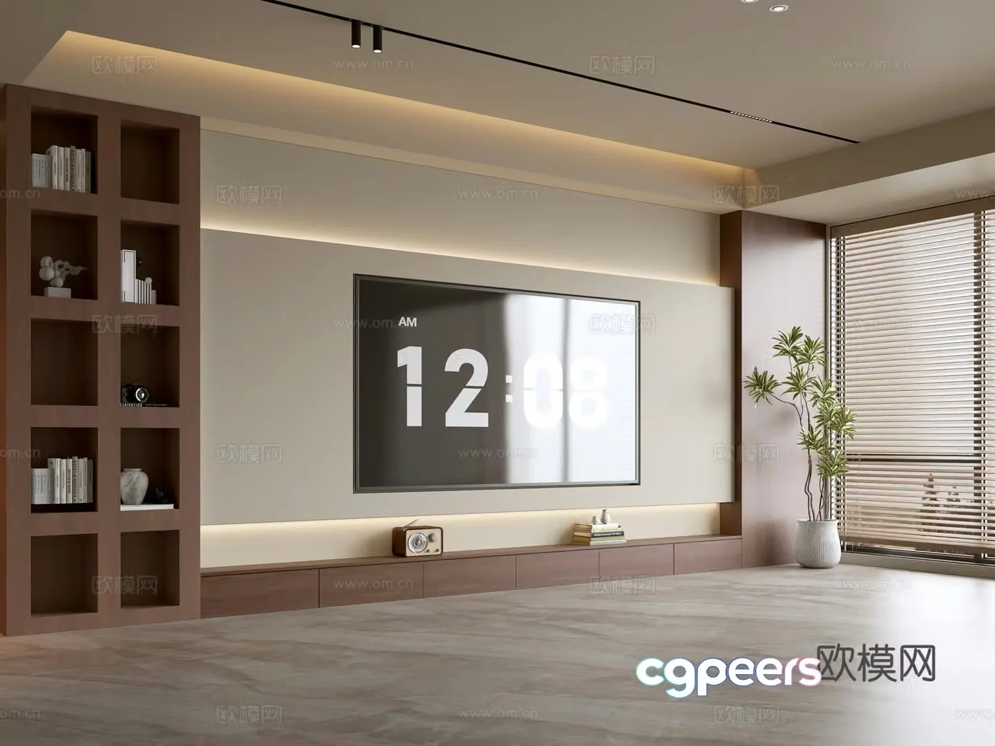 Wasabi Middle Style TV Cabinet TV Background Wall Overall Cabinet TV Background Wall Medal Style 3D Model