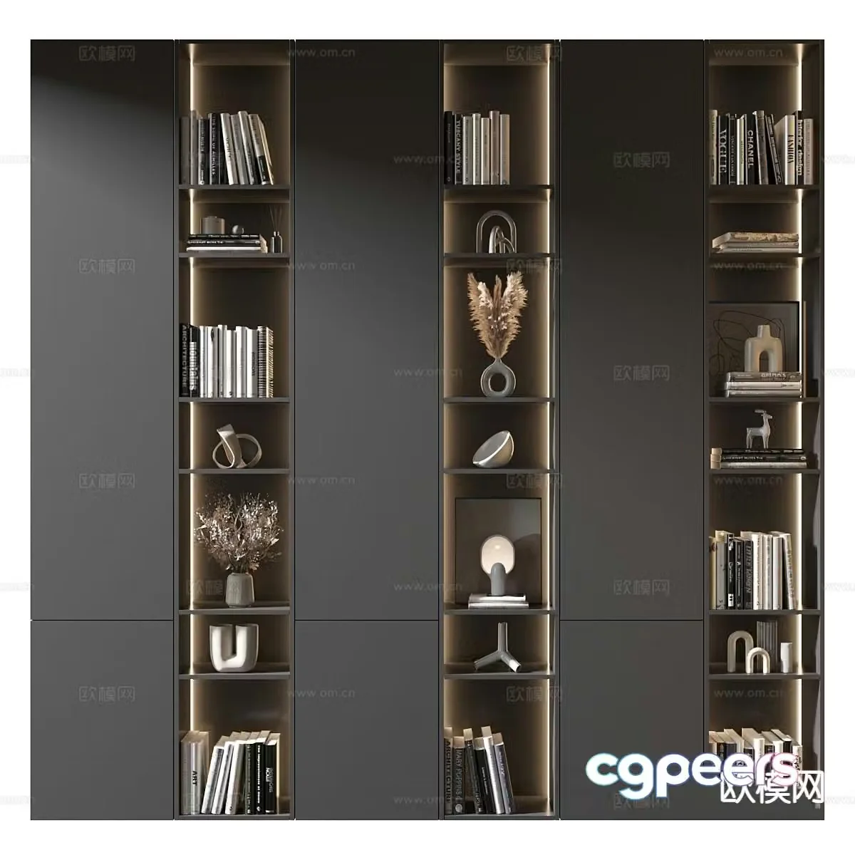 Italian style decorative cabinet bookcase 3d model