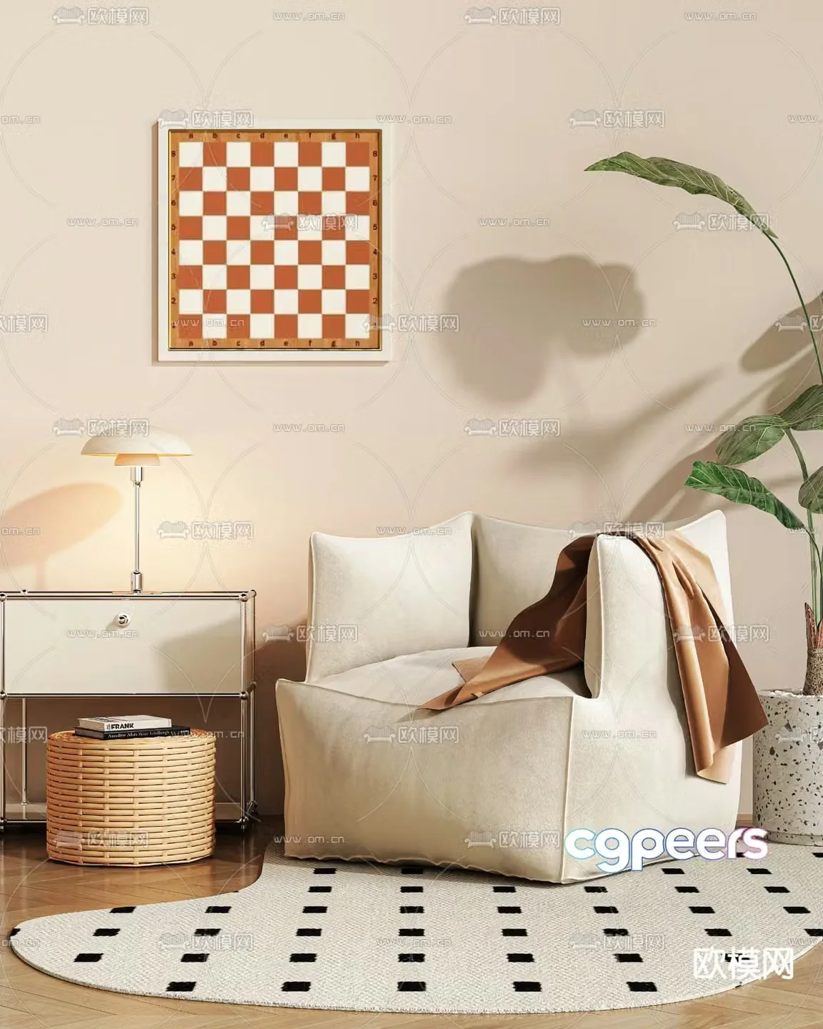 Beanbag Sofa Upholstered Sofa 3D Model