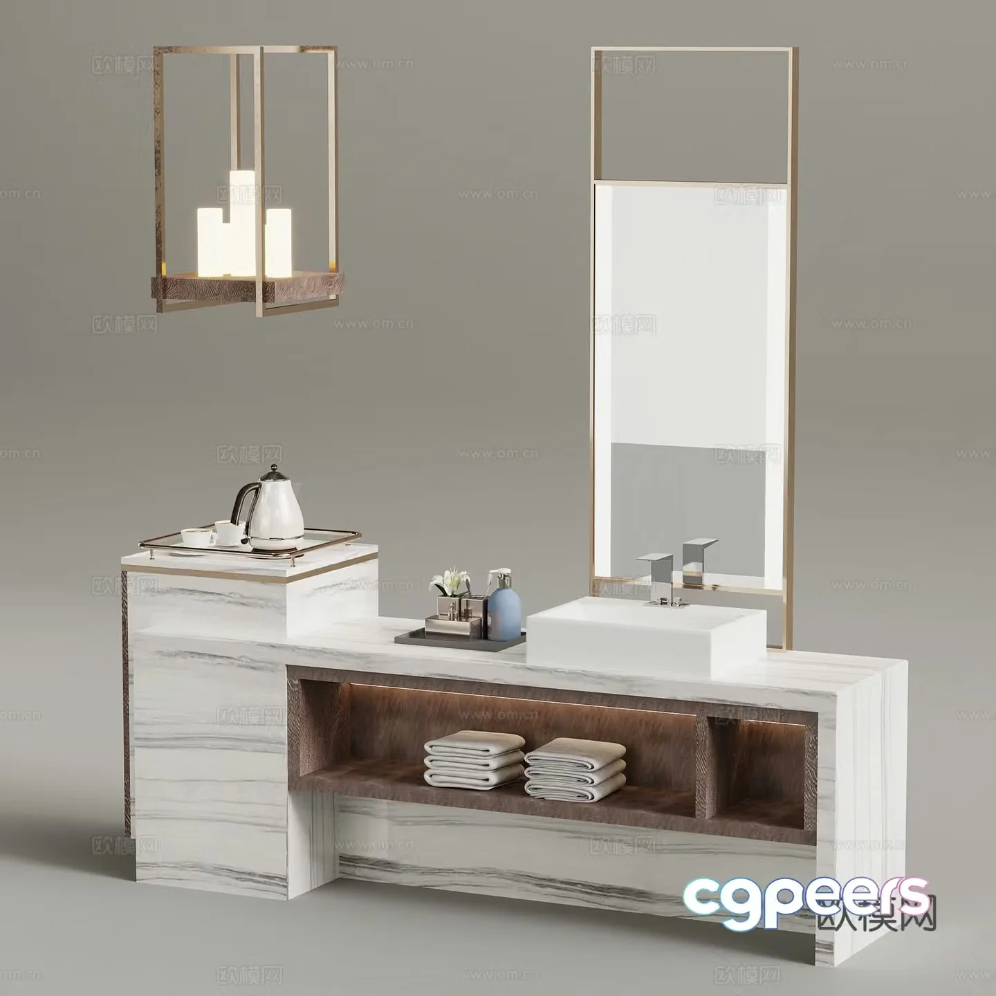 Washing table modern washbasin bathroom cabinet open sink 3d model