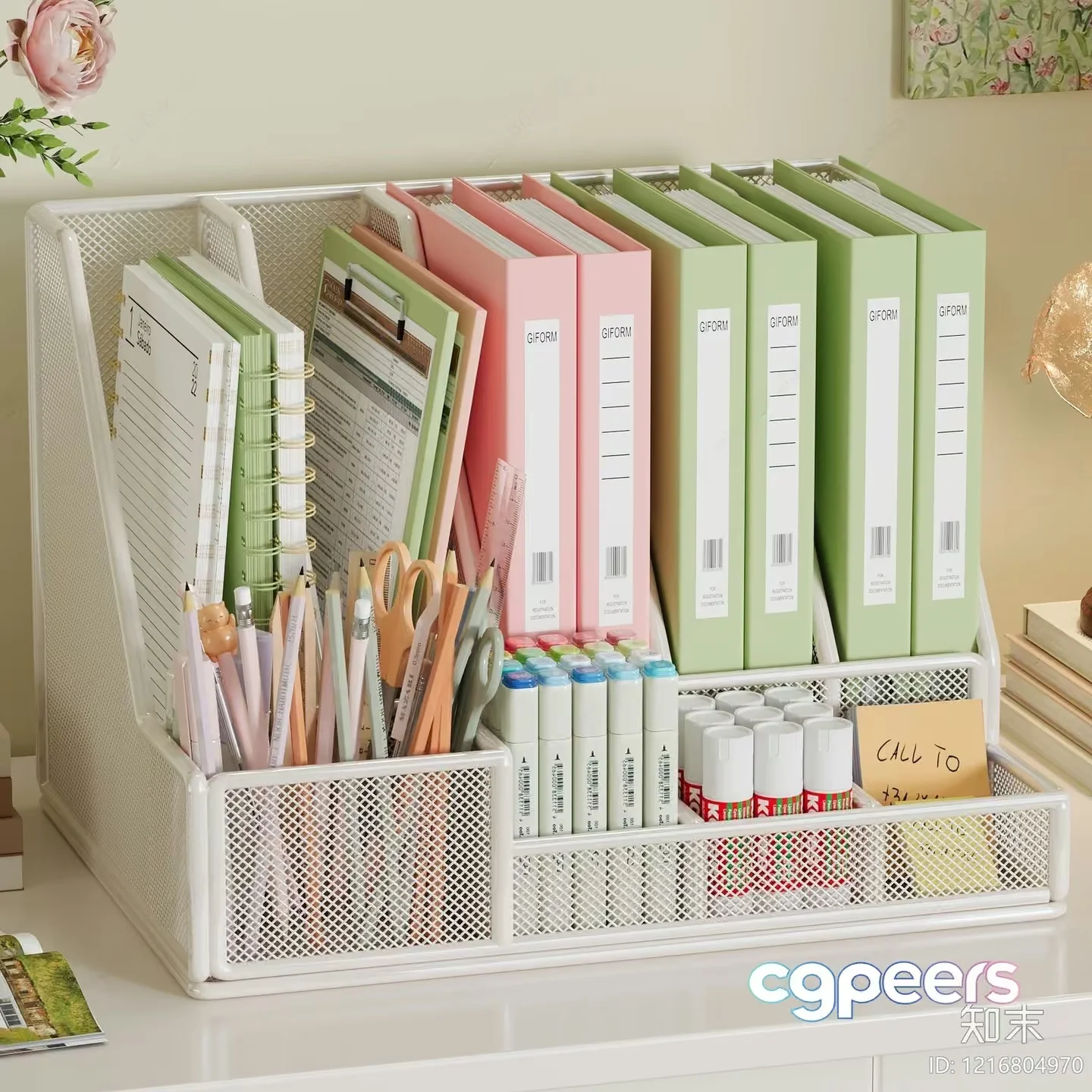 White Desk Organizer 3D Model – 15283 – VRAY Render