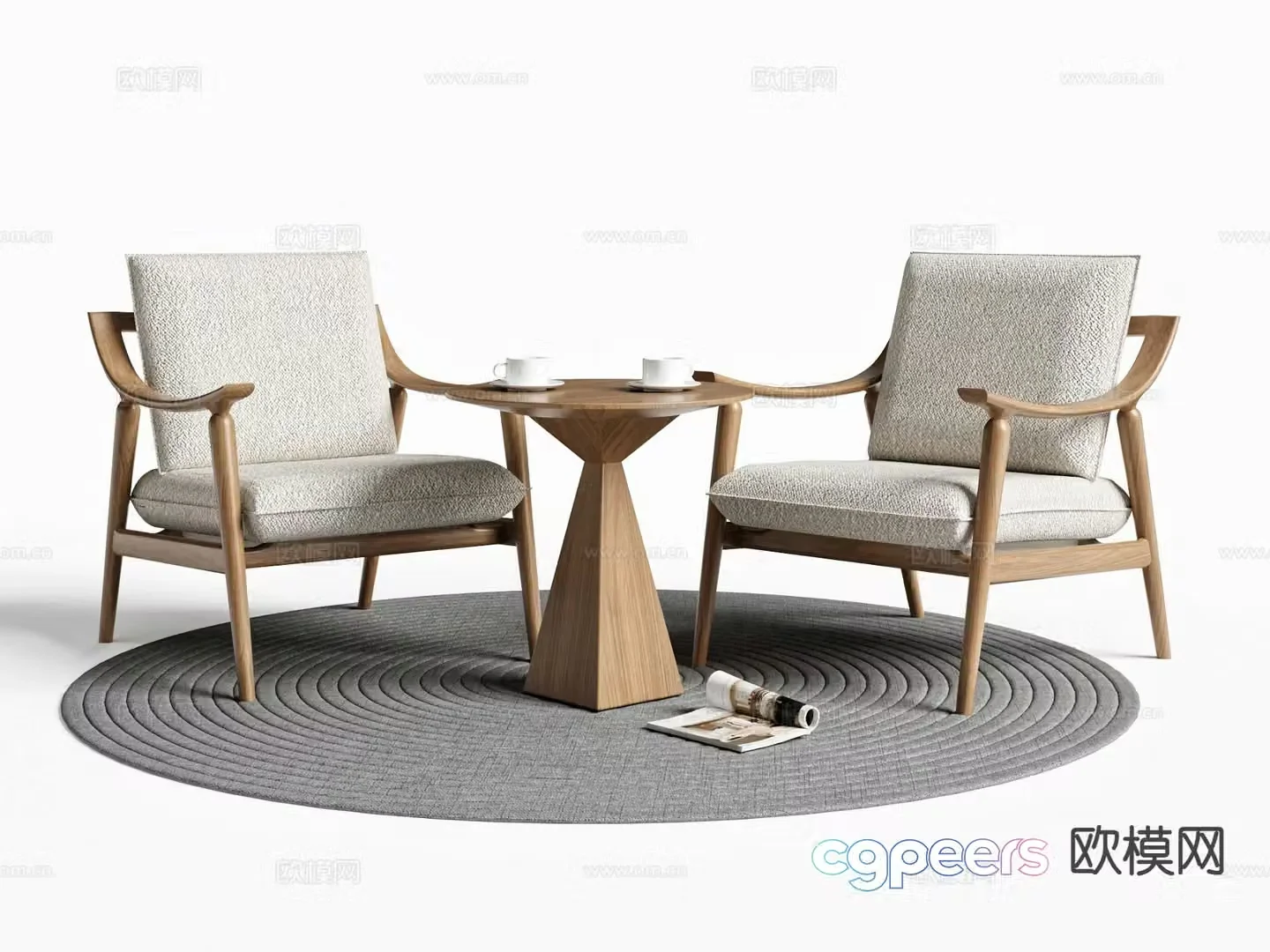 New Chinese style negotiation tables and chairs leisure tables and chairs 3D model