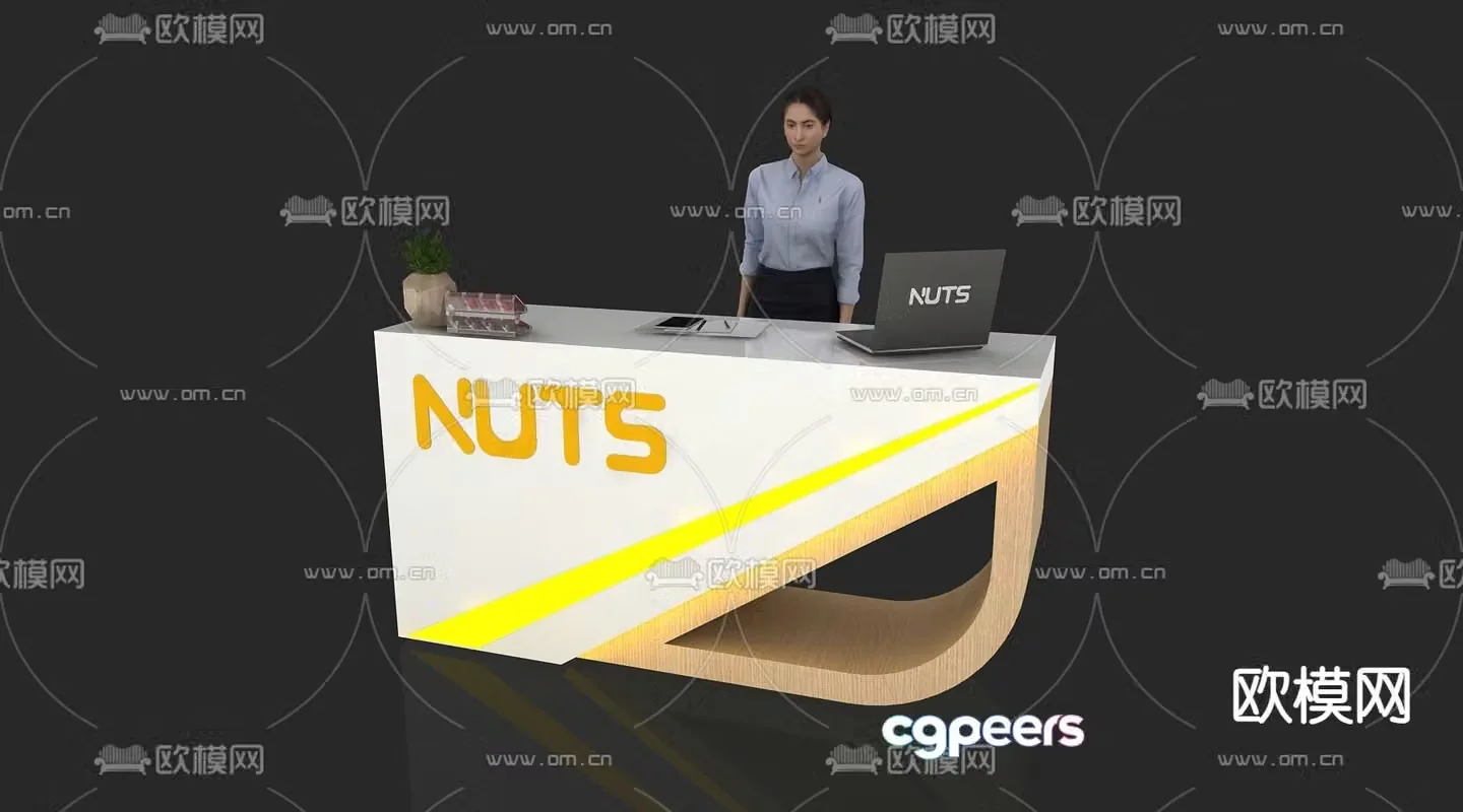 Modern reception desk front desk service desk information desk 3d model