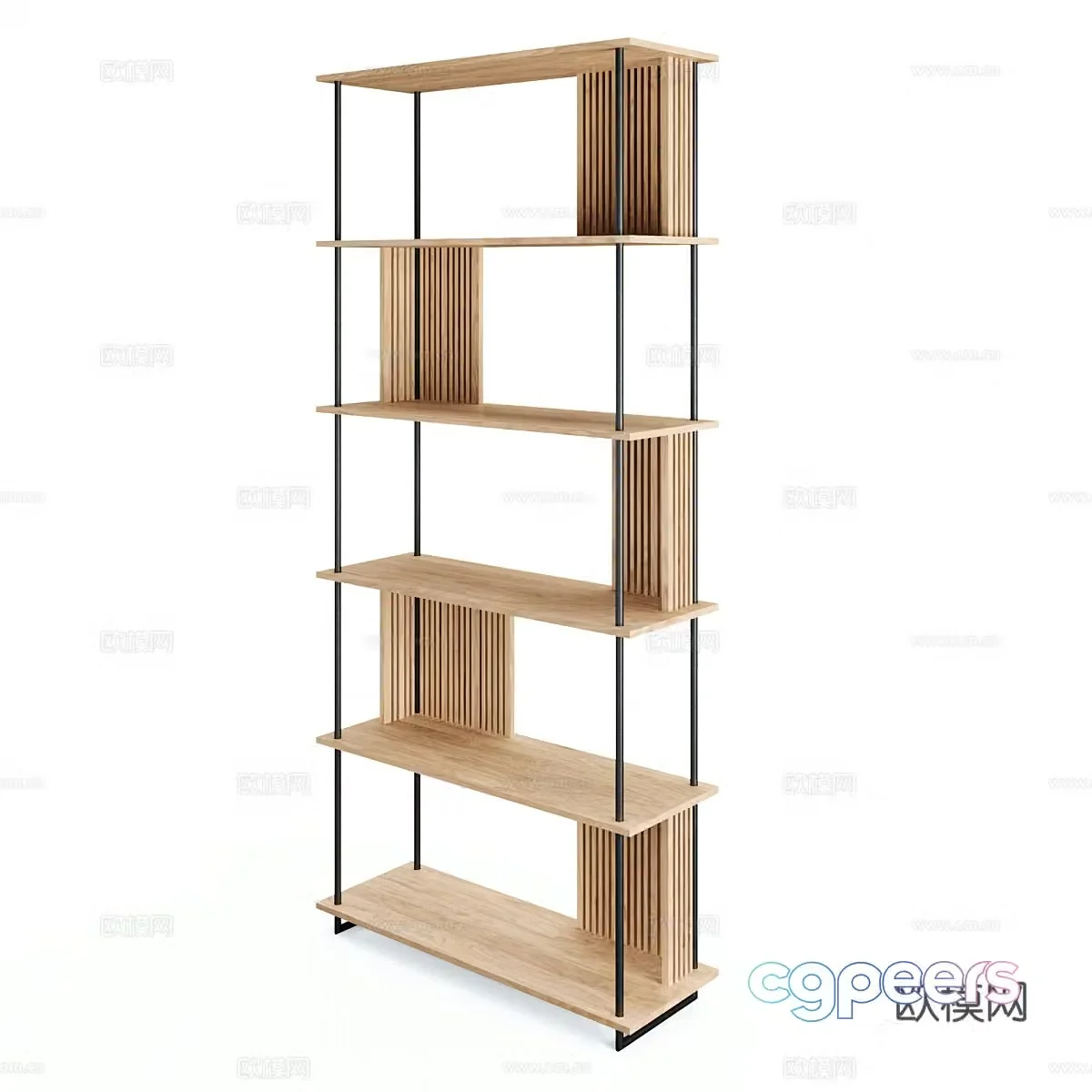 Nordic simple bookcase shelf 3D model