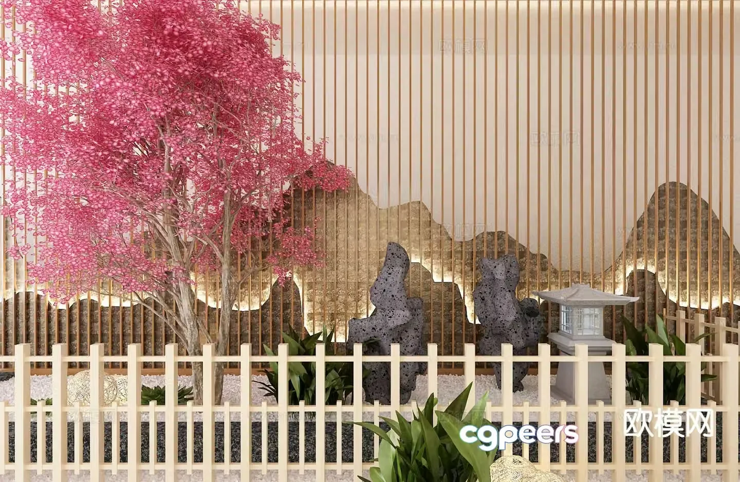 New Chinese style landscape sketch dry landscape folk sketch 3D model