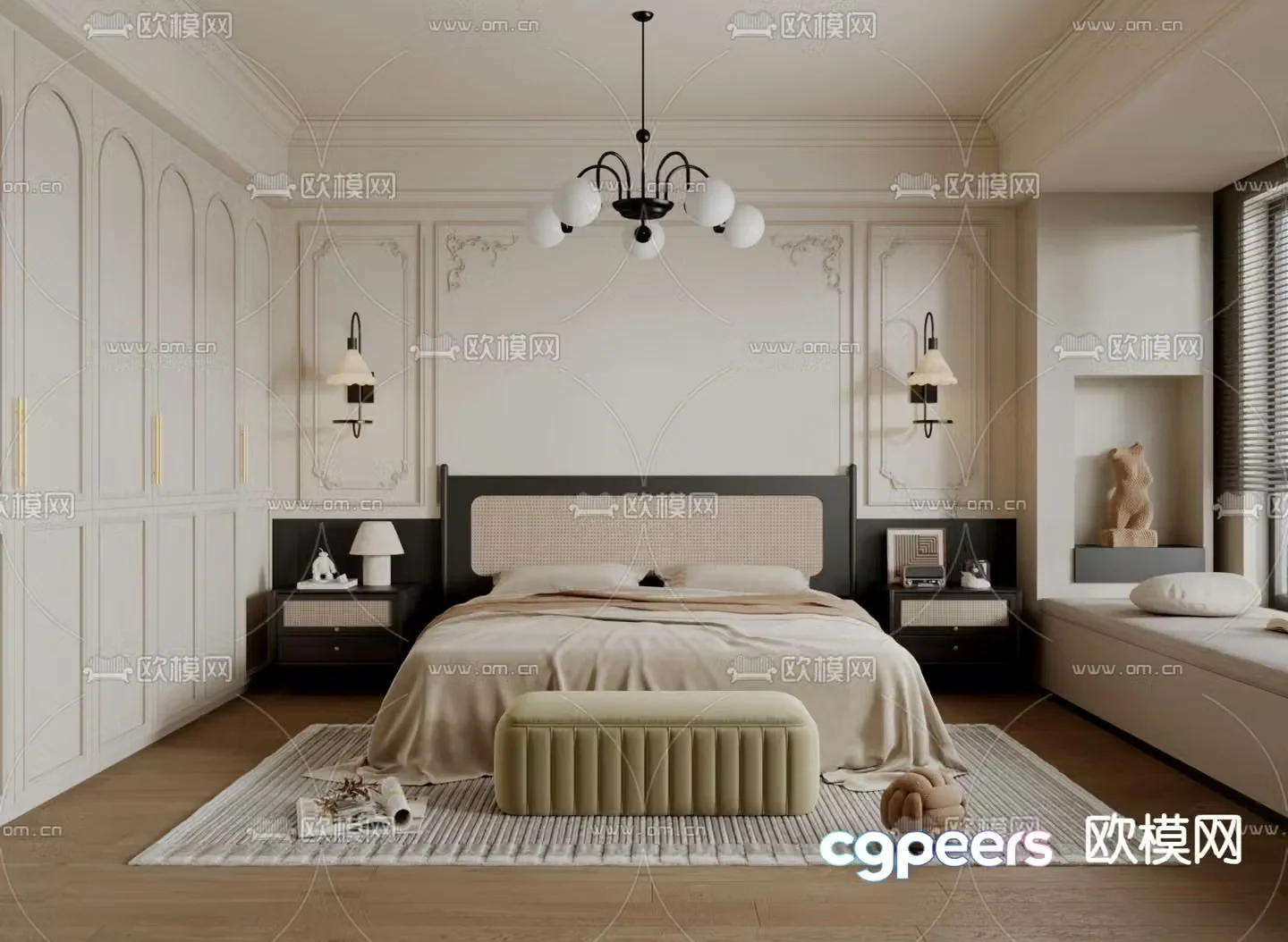 French bedroom master room 3d model