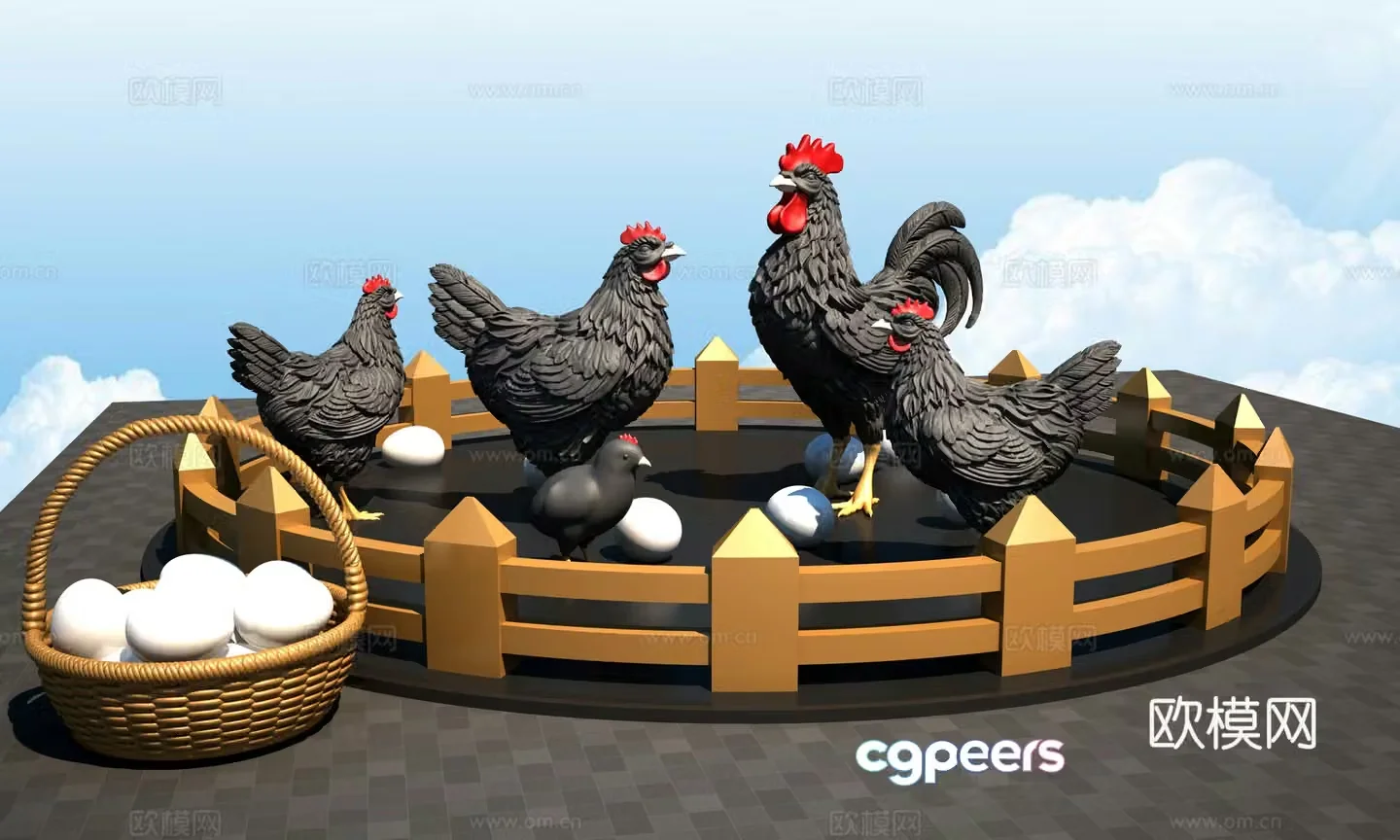 Rooster hen 3d model