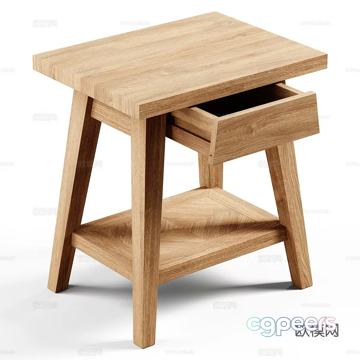 Modern Nordic log wind bedside table 3d model