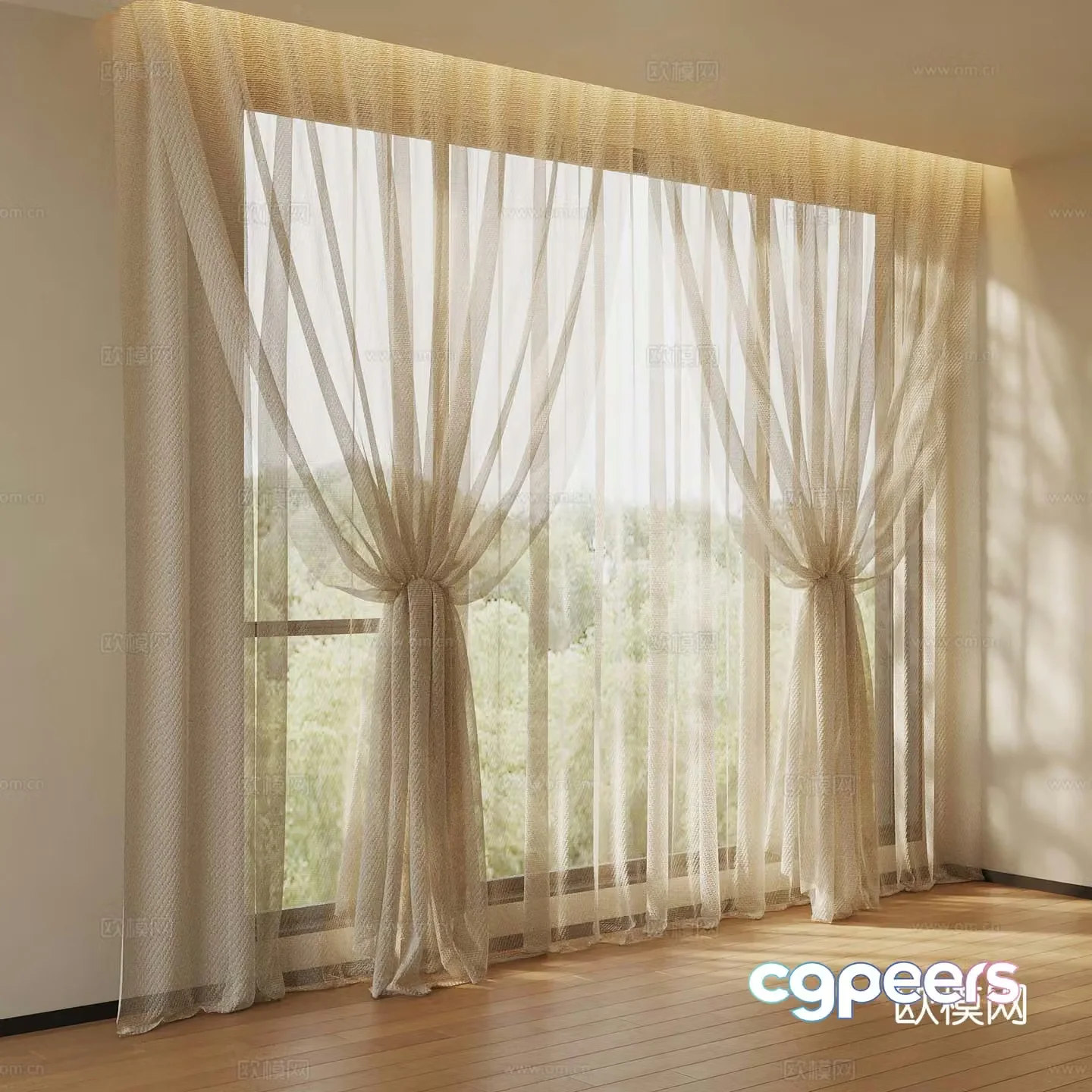 French yarn curtain tulle curtain 3d model