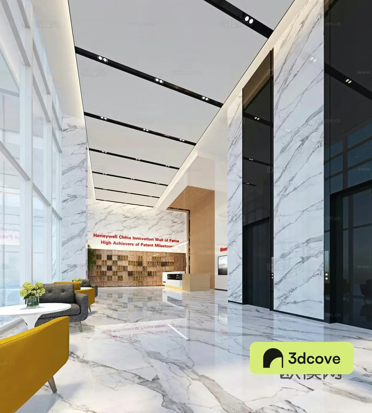 Office hall lobby elevator hall 3D model
