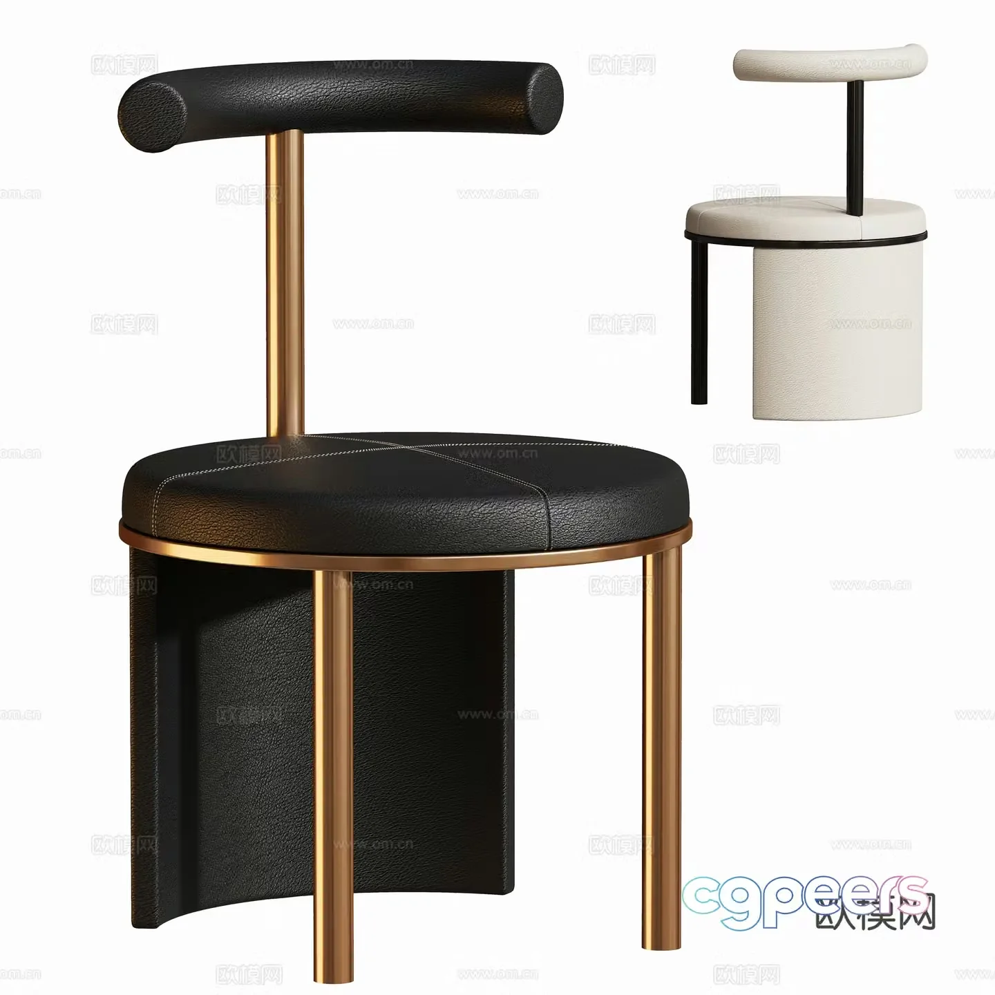 Modern metal leather dining chair Modern metal leather dining chair 3d model
