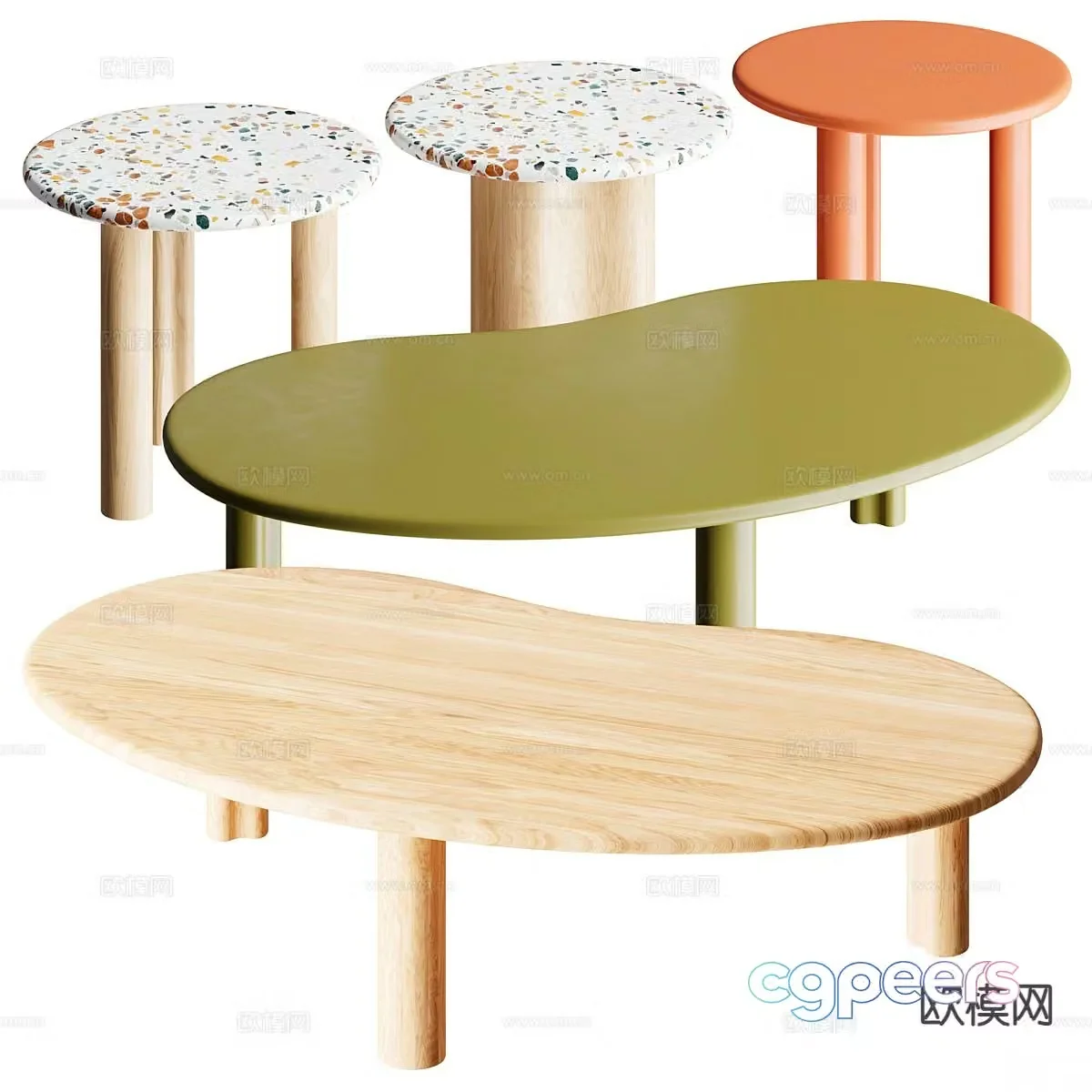 Nordic coffee table corner table 3d model