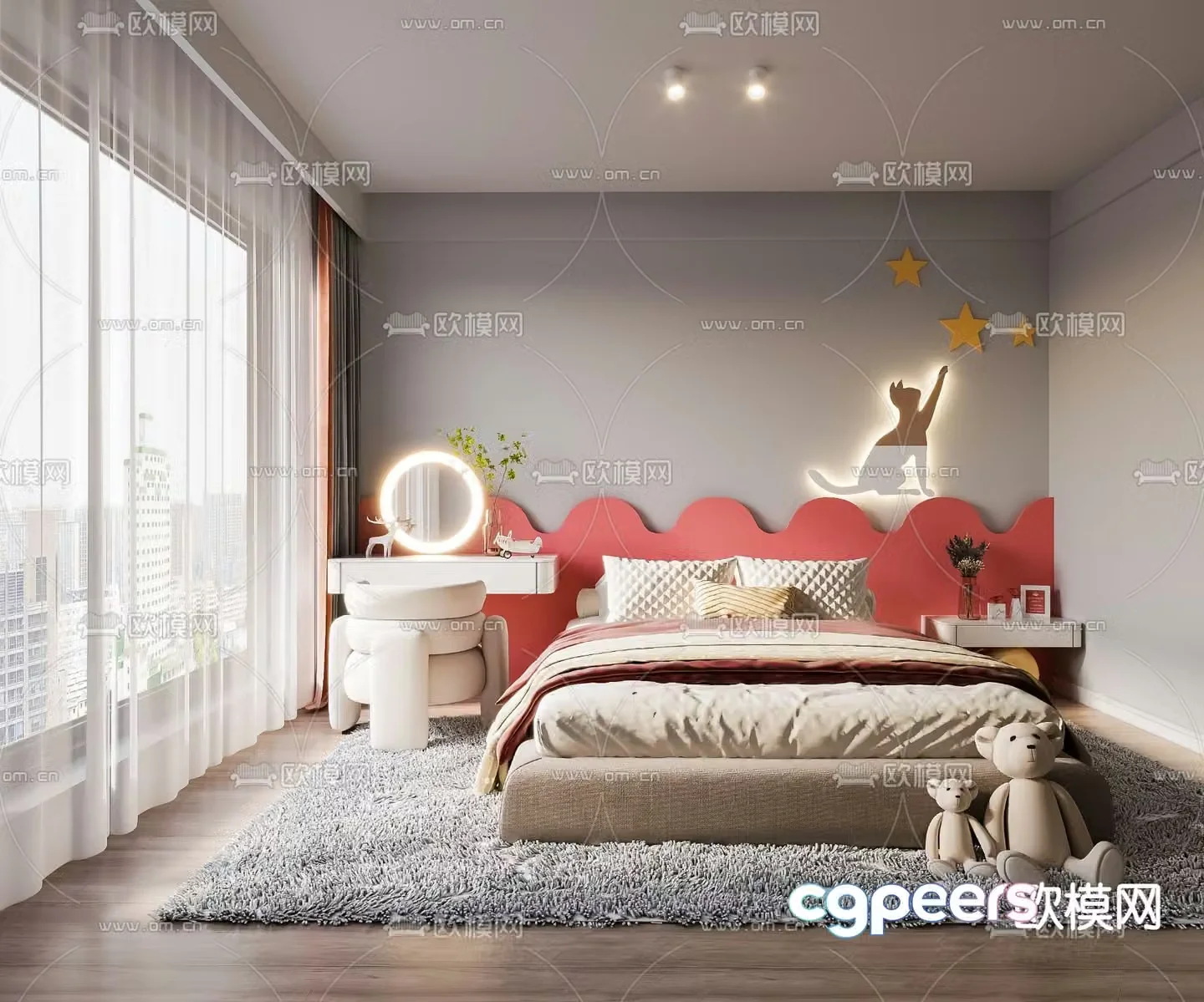 Modern kids girl room 3d model