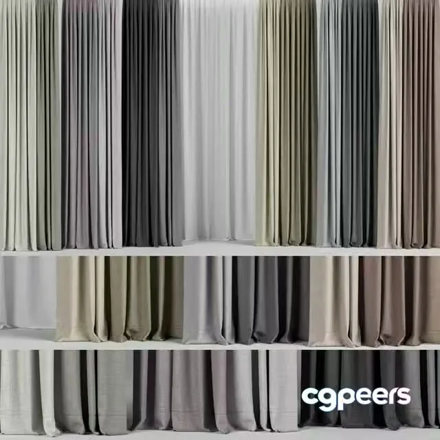 3ds Max Free – A set of curtains in different colors + tulle