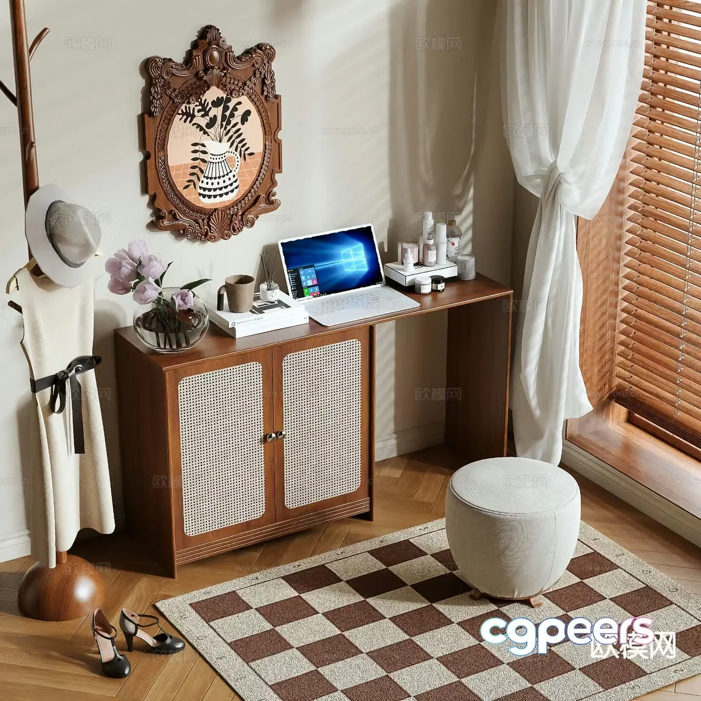 Medieval style dressing table 3d model
