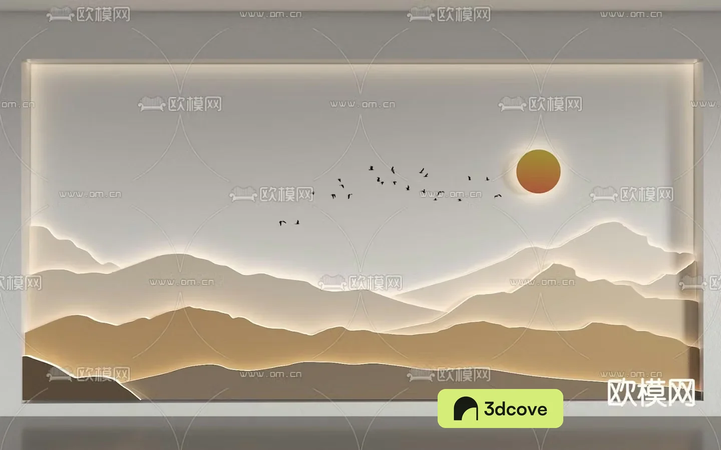 New Chinese style background wall landscape background