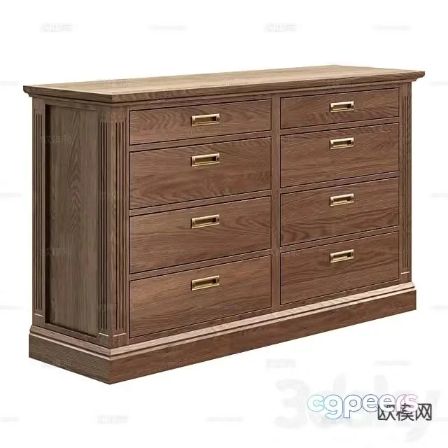 American bedside table 3d model