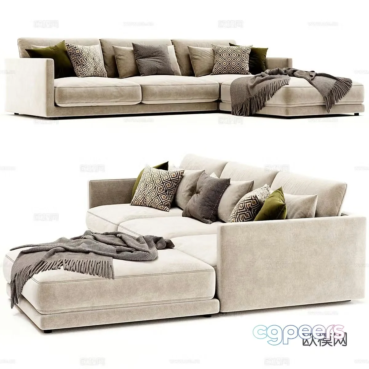 Multi-person sofa corner sofa 3d model