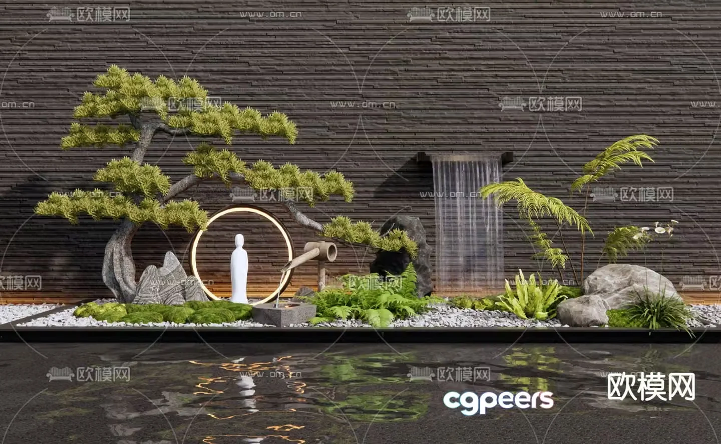 Rockery waterscape courtyard sketch waterfall 3D model