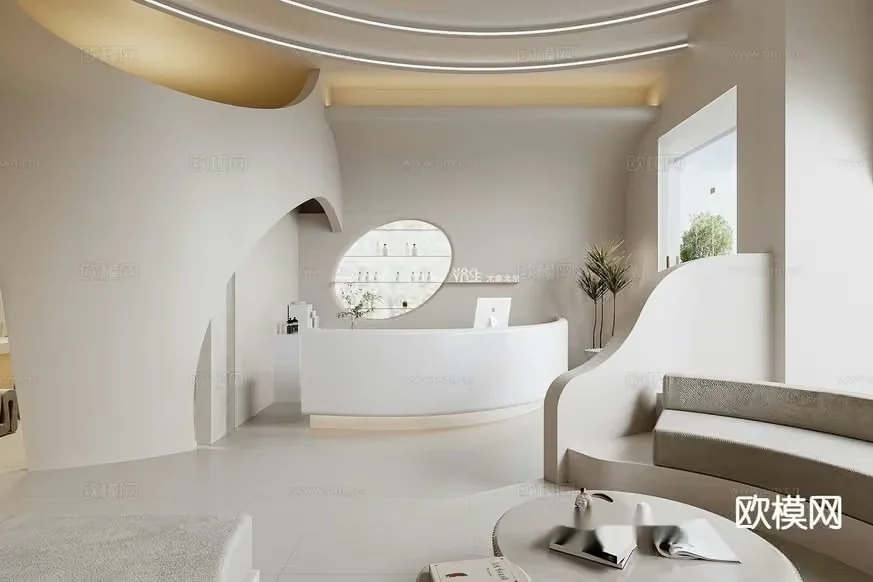 Modern White Reception Area 3D Model – 2077 – CORONA Render
