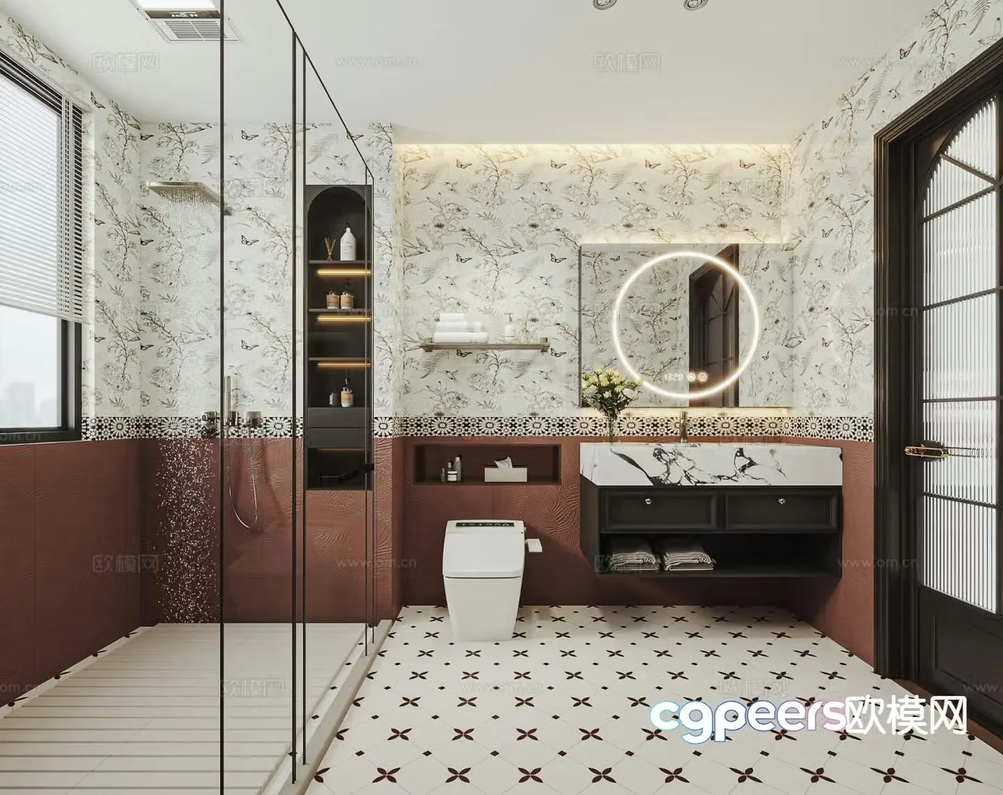 French retro bathroom bathroom 3d model