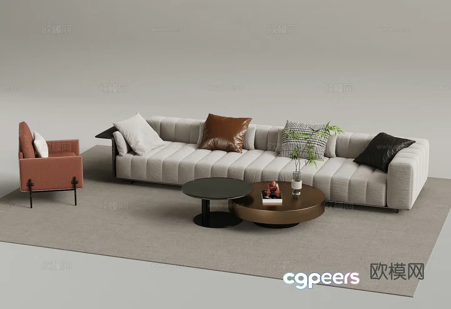 Modern sofa coffee table combination 3D model