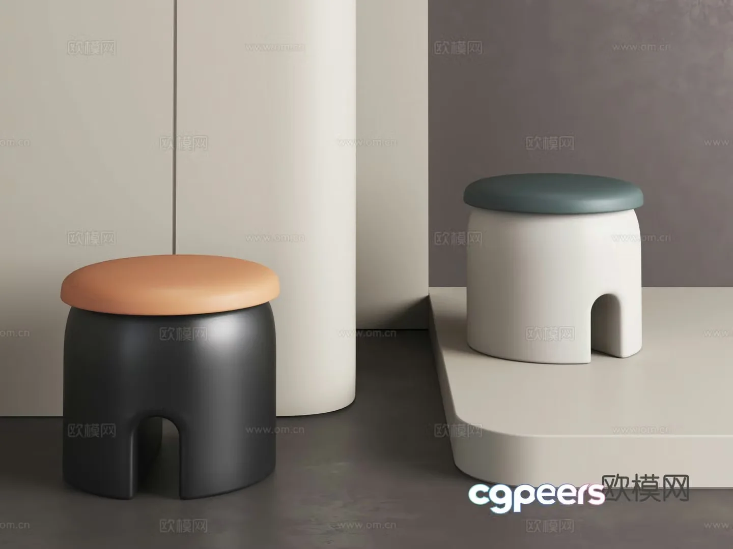 Modern shoe changing stool Italian dressing stool Entrance stool Light luxury makeup stool 3D model