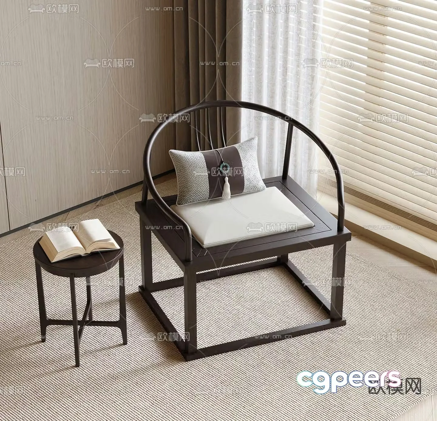 New Chinese style leisure chair single chair 3d model