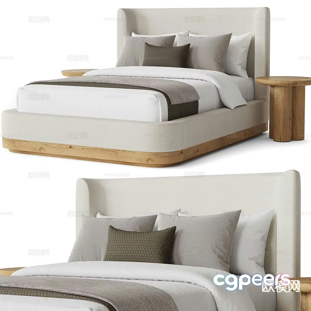 Platform modern double bed 3d model